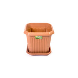 No. 6 Square Plastic Plant Pot with Base – Indoor Outdoor Garden Planter