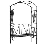 Outsunny 2 Seater Metal Garden Bench with Arch for Climbing Plants and Vines – Outdoor Patio Loveseat, Black