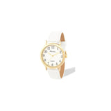 Ravel Ladies Classic Watch, Gold-Tone Case, White Dial, White Faux Leather Strap