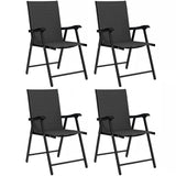 Outsunny Set of 4 Folding Garden Chairs with High Back, Armrests & Texteline Seat – Black