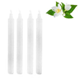 Long White Jasmine Scented Wax Candle Sticks – Fragranced Home Decor, Pack of 4