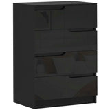 HOMCOM Four-Drawer Chest of Drawers with High Gloss Fronts and Hidden Handles – Bedroom Storage Dresser, Black
