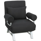 HOMCOM 3-in-1 Single Sofa Bed with Adjustable Backrest & Removable Armrests – Convertible Chair Bed, Black