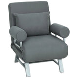 HOMCOM 3-in-1 Single Sofa Bed with Adjustable Backrest and Removable Armrests – Folding Chair Bed, Dark Grey
