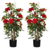 HOMCOM 90cm Artificial Rose Tree Set of 2