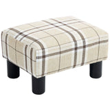 HOMCOM Linen Fabric Footstool Ottoman Cube with Padded Seat and Wooden Frame – Bedroom Stool, Multi-Colour