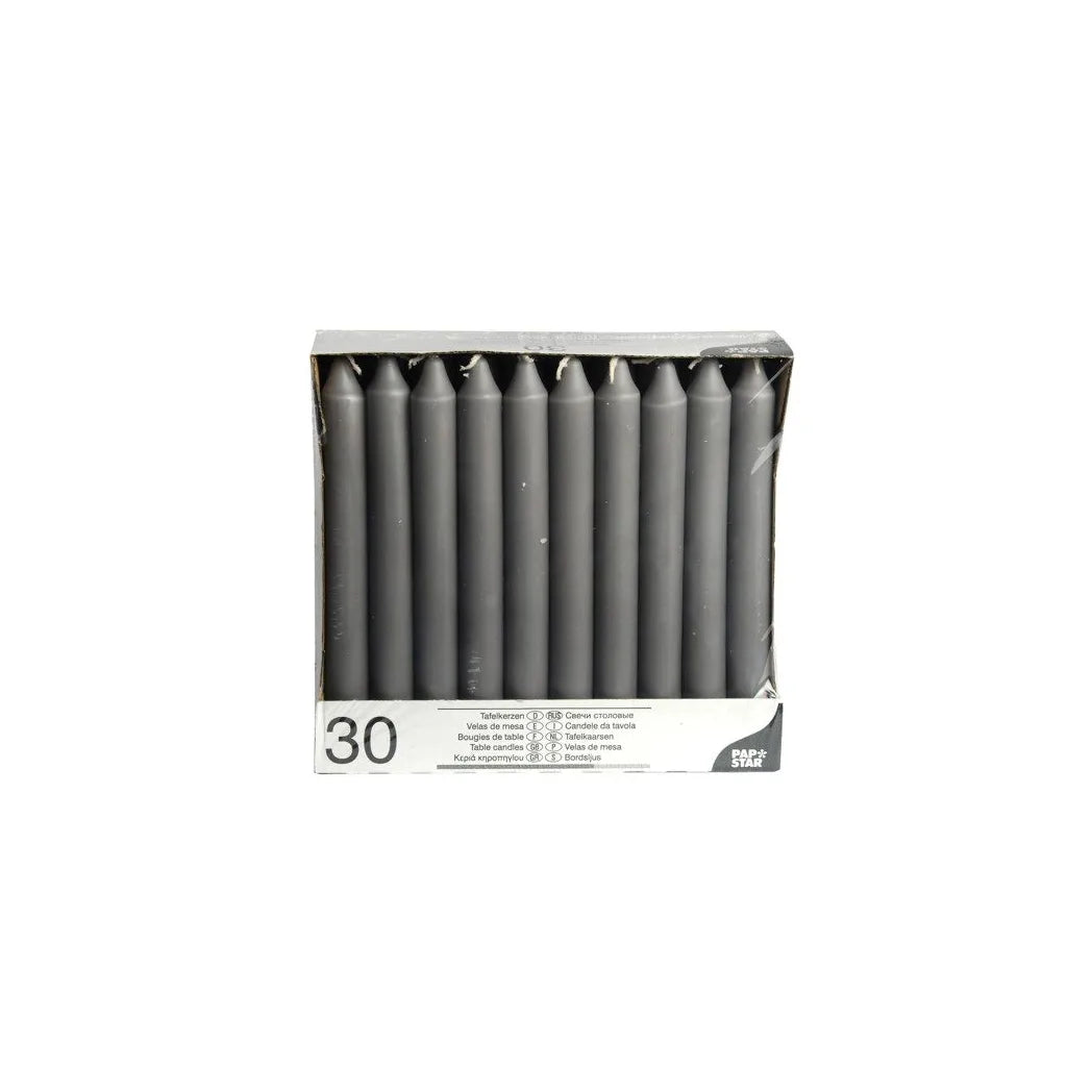MM HOMESTORES Table Candles 8" Pack of 30 – Dining & Home Decor, Grey