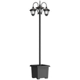 Outsunny Solar Lamp Post with 3 Heads, Dusk-to-Dawn Sensor & Planter Base – 185cm Garden Light, Black