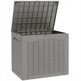 Outsunny 73L Plastic Garden Storage Box with Handles and Padlock Loop – Waterproof Outdoor Container, Khaki
