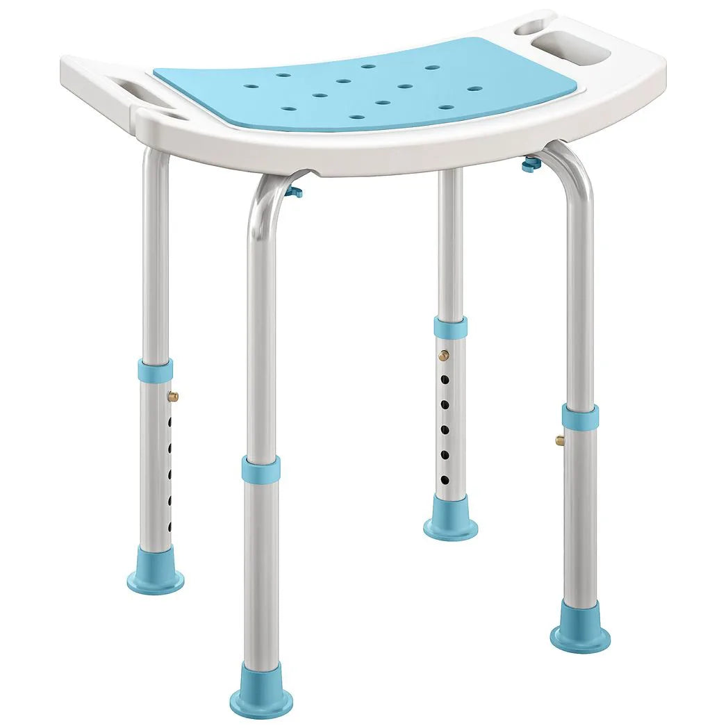 HOMCOM Adjustable Shower Chair with Aluminium Frame, Non-Slip Feet & Padded EVA Seat – Bathtub Stool, Turquoise