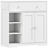 HOMCOM Freestanding Bathroom Floor Cabinet with Drawer, Double Doors and Open Shelves – Nordic Storage Unit, White