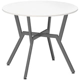 HOMCOM Round Dining Table for Two, 90 cm Kitchen Table with Black Metal Legs – Space-Saving, High Gloss White
