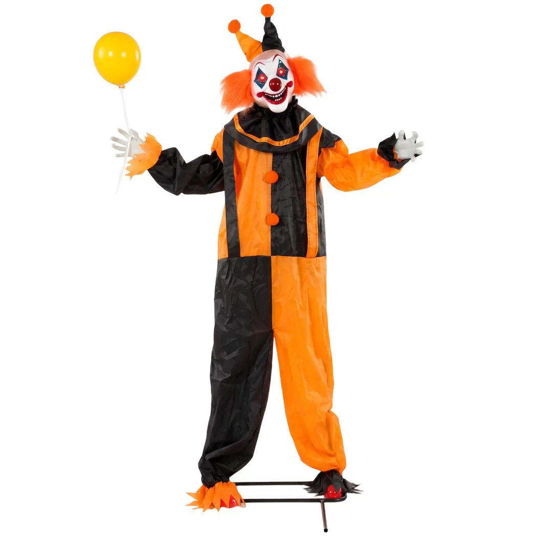 HOMCOM 190cm Life Size Animated Clown Halloween Decoration