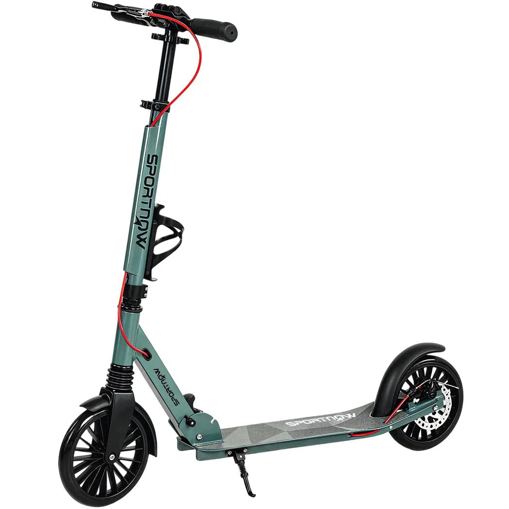 SPORTNOW Foldable Adult Kick Scooter with Adjustable Handlebar & 200mm Big Wheels – One-Click Folding, Silver
