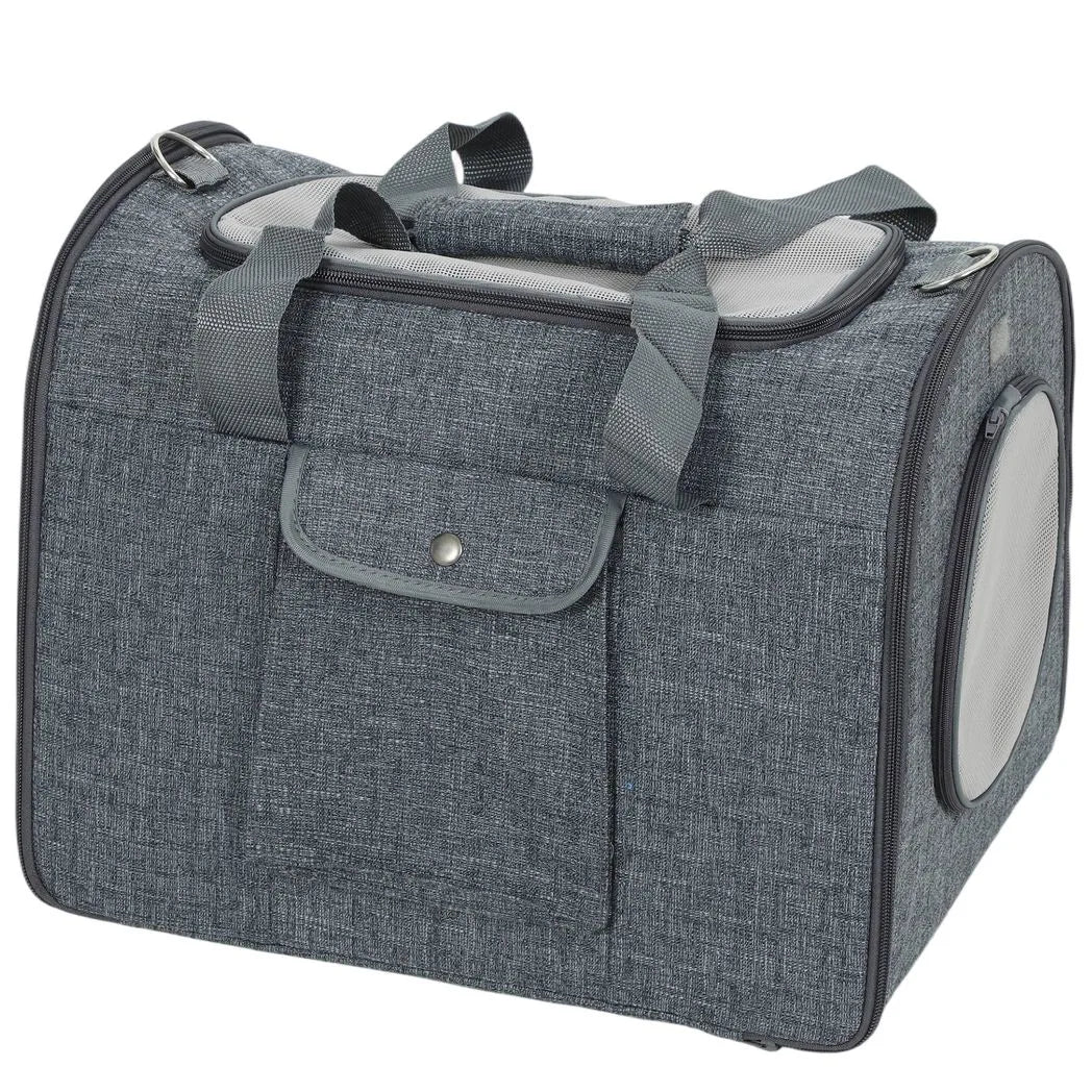 PawHut Soft Sided Cat Carrier Bag with Shoulder Strap and Removable Mat – Foldable Pet Travel Bag, Up to 10kg