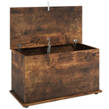 HOMCOM 102L Storage Chest & Blanket Box with Safety Hinged Lid, 80 x 40 x 45 cm – Rustic Brown