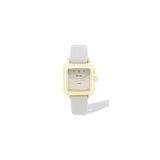 Ravel Ladies Summertime Square Gold-Tone Watch with Grey Faux Leather Strap, 28mm