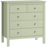 HOMCOM 5 Drawer Chest of Drawers with Glide Runners – Modern Bedroom and Hallway Storage Unit, Sage Green