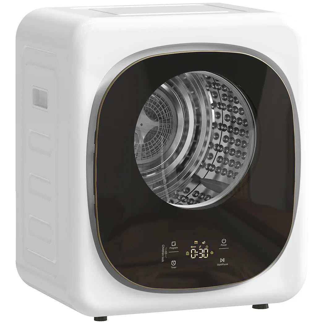 HOMCOM 4kg Vented Tumble Dryer, 800W Compact Freestanding Dryer with 5 Drying Modes and Touch Controls, White