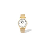 Ravel Ladies Easy Read White Dial Watch with Minute Track and Gold-Tone Stainless Steel Expander Bracelet, 27mm