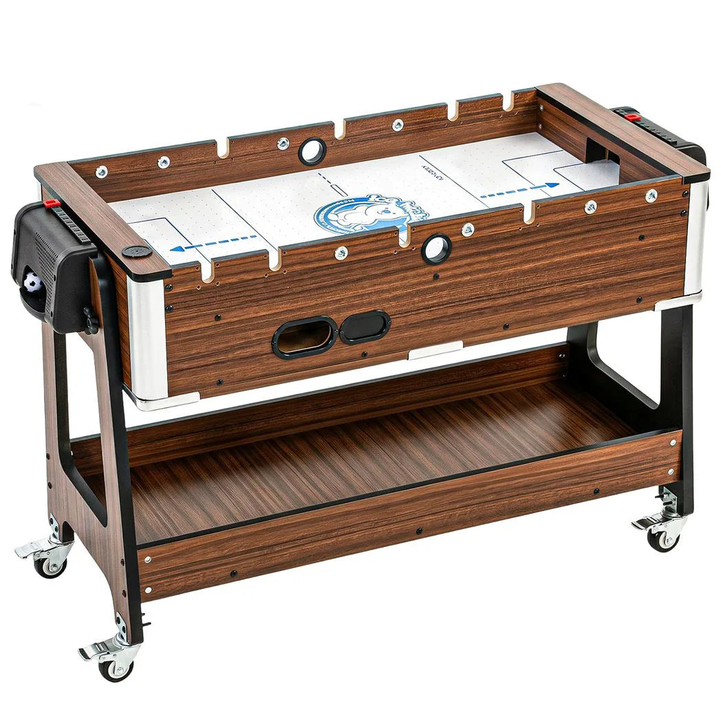 SPORTNOW 3-in-1 Multi Game Table with Lockable Wheels & Shelf – 3.4ft Air Hockey, Pool & Table Football
