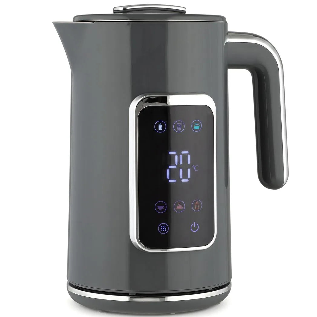 HOMCOM 1.7L Electric Kettle, 3000W Fast Boil with LED Display, 6 Temperature Settings & Keep Warm – Stainless Steel, Grey