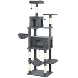 PawHut 202cm Large Cat Tree with 6 Scratching Posts, 2 Hammocks, 2 Condos – Indoor Cat Tower