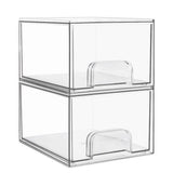 Set of 2 Clear Stackable Acrylic Storage Drawers, 66L Large – Pull-Out Makeup & Bathroom Organiser