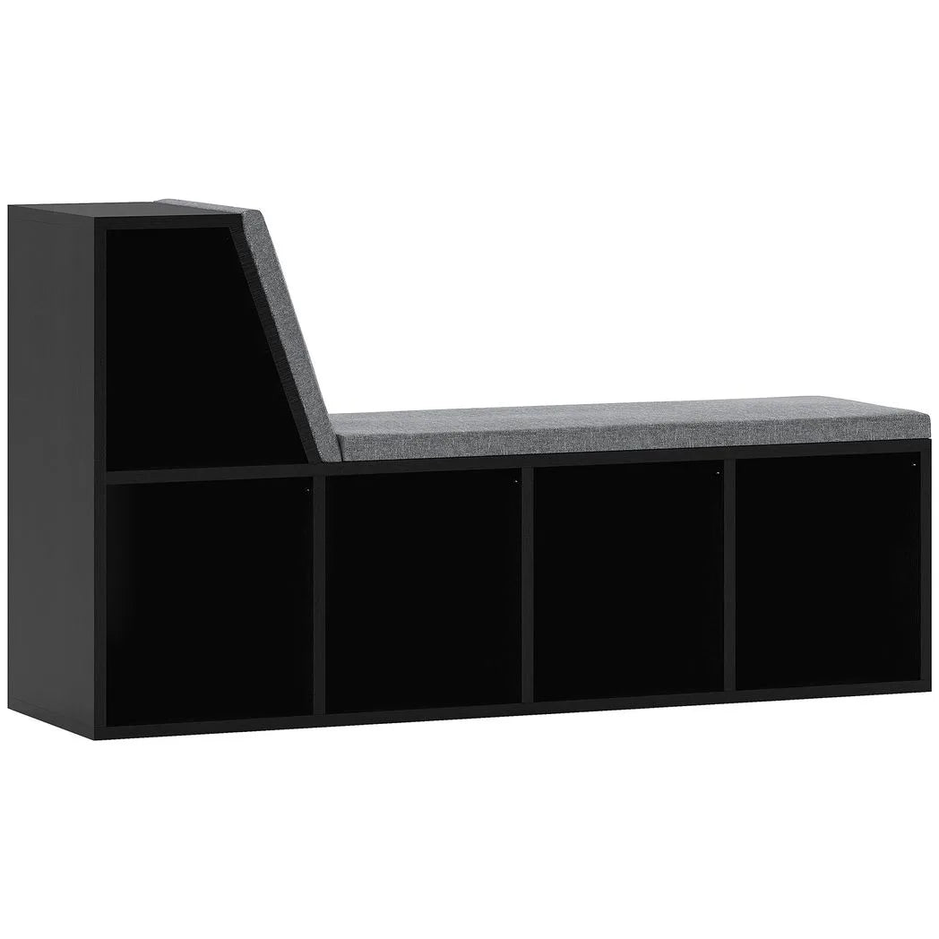 HOMCOM 2 Tier Modern Bookcase with Removable Cushions and 5 Compartments – Living Room Storage Shelf, Black