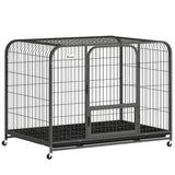PawHut Heavy-Duty Dog Crate with Triple Doors, Removable Tray and Wheels – 116 x 77 x 88 cm, Small to Large Breeds