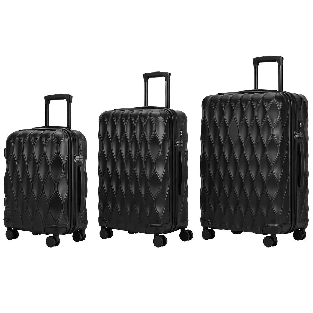 HOMCOM 3-Piece Hard Shell Suitcase Set with TSA Lock & Spinner Wheels – 20/24/28 Inch Carry On & Checked Luggage, Black