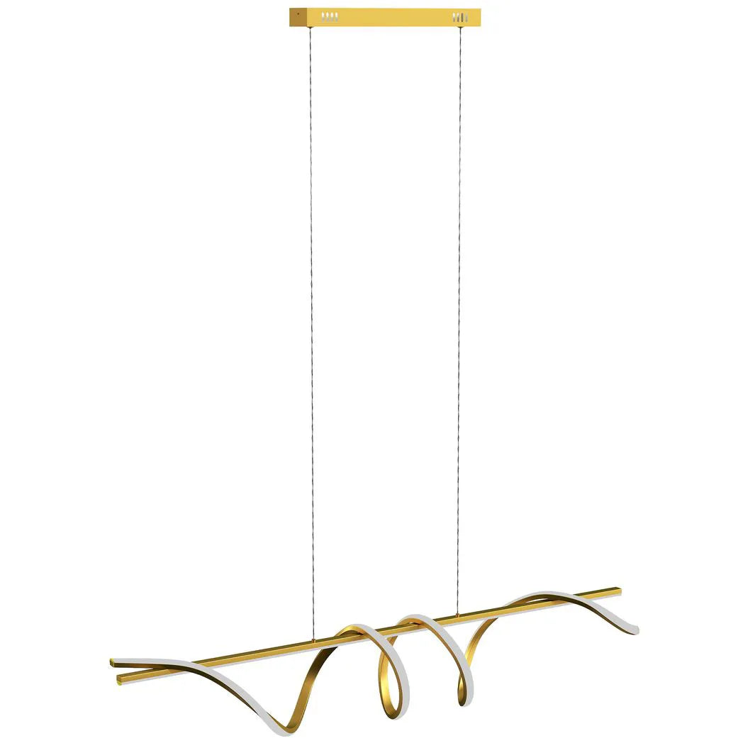 HOMCOM LED Spiral Pendant Light with 3 Colour Temperatures and Adjustable Height – Gold Tone Ceiling Light