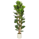 HOMCOM 180cm Artificial Fiddle Leaf Fig Tree in White Pot – Realistic Faux Plant for Home and Office, Green