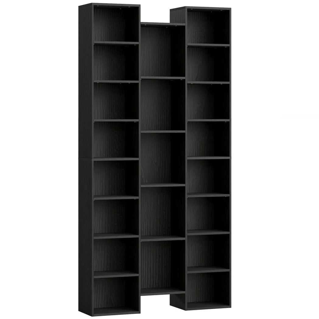 HOMCOM 21-Compartment Tall Bookshelf with 10 Adjustable Shelves and Anti-Tipping Hardware – Black
