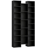 HOMCOM 21-Compartment Tall Bookshelf with 10 Adjustable Shelves and Anti-Tipping Hardware – Black