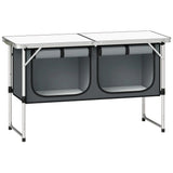 Outsunny Folding Aluminium Camping Kitchen with Storage Cupboard and 120cm Tabletop – Outdoor BBQ Unit