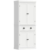 HOMCOM 183 cm Tall Kitchen Cupboard with Drawer, 4 Doors and Adjustable Shelves – Farmhouse White