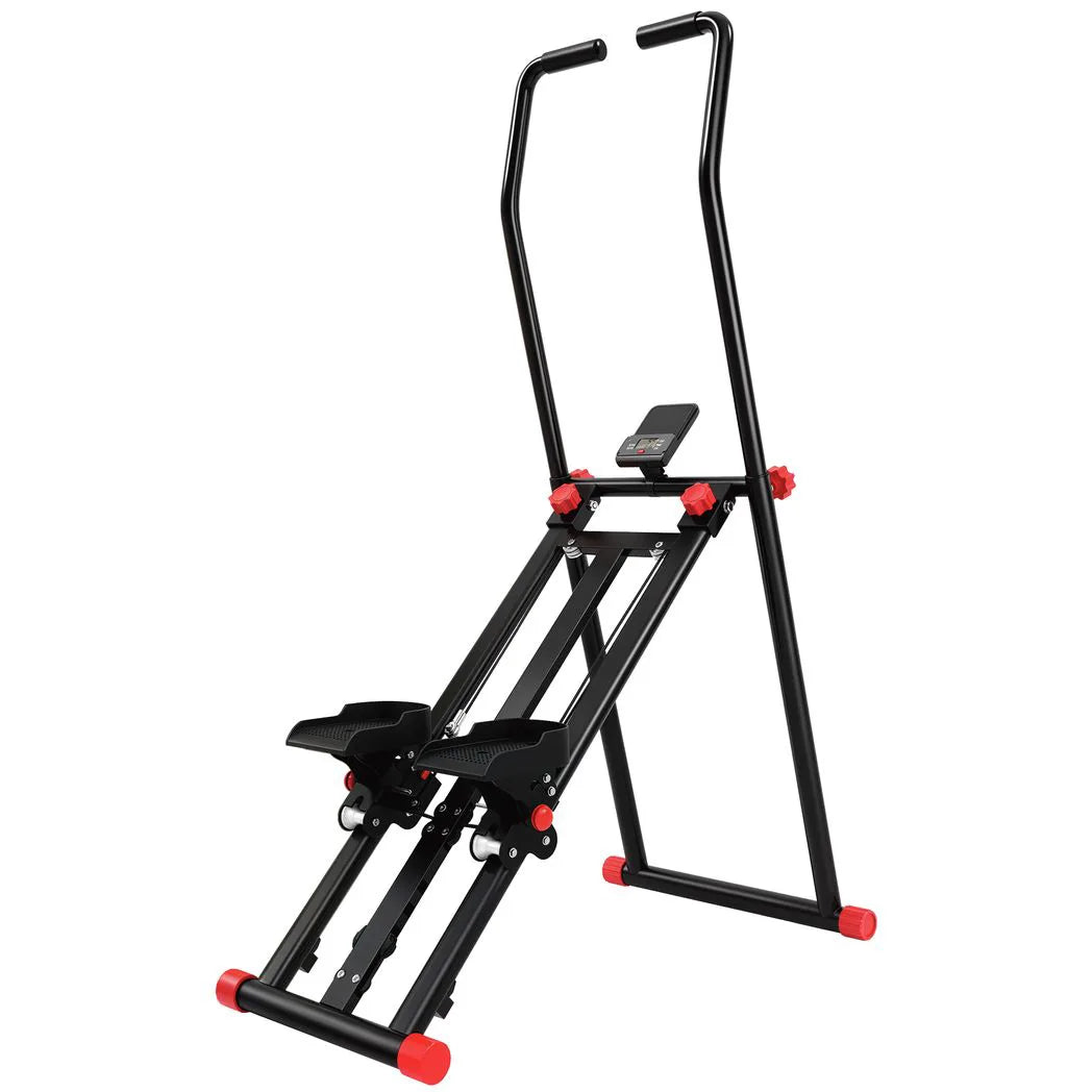 SPORTNOW Foldable Stair Stepper with 3 Resistance Levels, Adjustable Handlebar & LCD Monitor – Home Gym Stair Climber