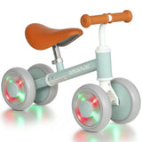 AIYAPLAY Baby Balance Bike for 1–2 Years with Four Light-up EVA Wheels and Adjustable Seat – Toddler Ride-On, Green