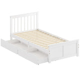 HOMCOM Wooden Single Bed Frame with Two Wheeled Drawers – Pine Wood Storage Bed, 3ft, White