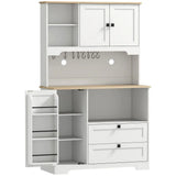 HOMCOM Freestanding Kitchen Cupboard with 2 Cabinets, 2 Drawers and Adjustable Shelves – Coffee Station, White
