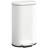 HOMCOM 30L Curved Pedal Kitchen Bin with Soft-Close Lid and Removable Bucket – Slim Waste Bin, Cream