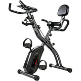 SPORTNOW 4-in-1 Folding Exercise Bike with Resistance Bands, 8-Level Magnetic Resistance & Bluetooth App, Black