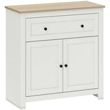 HOMCOM Sideboard Storage Cabinet with Drawer, Double Doors & Adjustable Shelf – Modern Kitchen Cupboard, Cream White