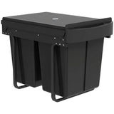 HOMCOM Pull Out Bin with 2 x 20L Removable Compartments – Under Sink Kitchen Waste and Recycling Bin, Black