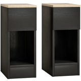 HOMCOM Set of 2 Modern Bedside Tables with Shelf & Drawer – Slim Storage Side Tables, Black