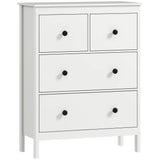 HOMCOM Modern 4-Drawer Chest of Drawers with Anti-Tip Straps – Clothes Storage Dresser for Bedroom, Hallway, White