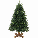HOMCOM 5ft Hinged Artificial Christmas Tree with 1620 PE and PVC Tips and Fir Wood Base, Green