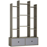 HOMCOM 12-Cube Storage Shelf Unit with 2 Removable Drawers – Bookcase for Living Room & Study, Graphite