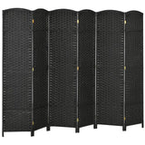 HOMCOM 6 Panel Folding Room Divider – Hand-Woven Style Privacy Screen, 240 x 170cm, Black